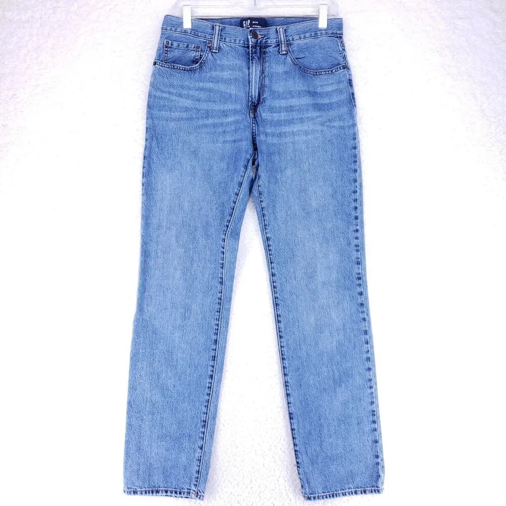 GAP Straight Blue Jeans Mens Size 30 x 32 Casual Regular Fit Mid Rise Denim